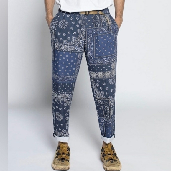 White Sand 88 NWT Bandana Pants In Navy Men's European Size 46 (30